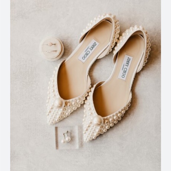 Jimmy Choo Sabine Pearl Flat Sandals - Picture 4 of 12